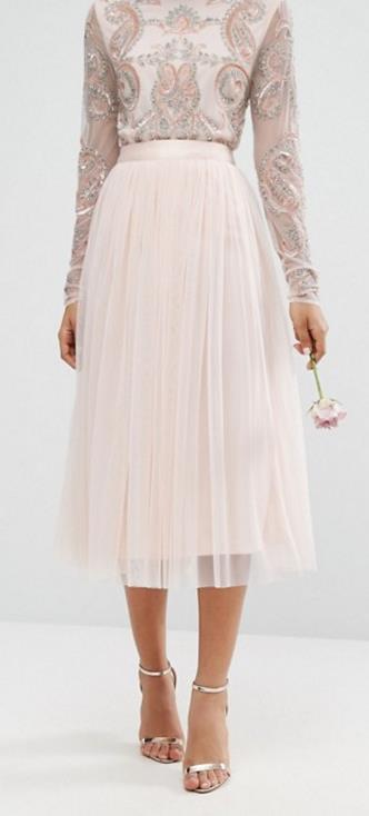 Maya Tall Satin Waist Midi Full Tulle Skirt With Bow Back Detail Co-Ord Тюлевая юбка