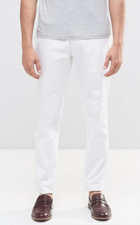 Строгие зауженные брюки чиносы белого цвета ASOS